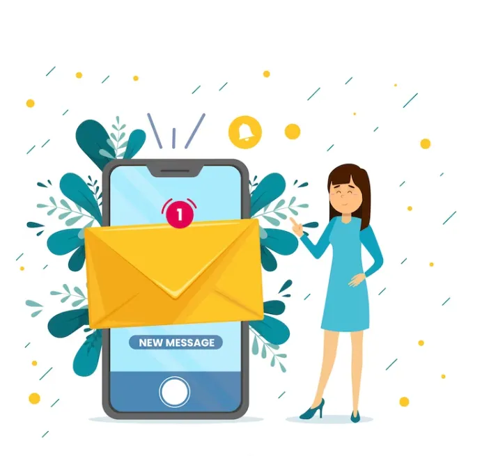 Illustration of a smartphone receiving a new message